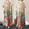 Dimanaf 2025 Summer Women Plus Size Loose Dress Beach Vintage Basic Casual Long Dress Floral Holiday Dress