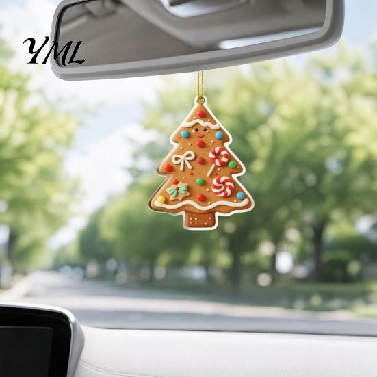 Festive Seasonal Gift Ideas Gingerbread Christmas Tree Pendant, Double-sided Acrylic Hanging Ornament for Xmas Party Home Decor Supplies Holiday