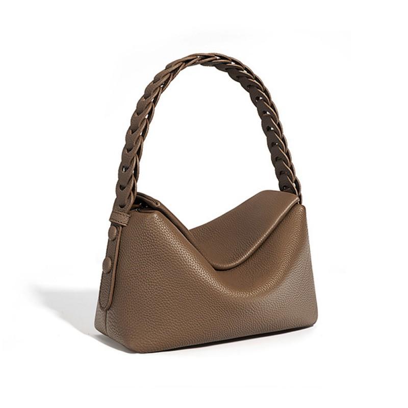 Small Woven Pillow Bag Genuine Leather Versatile Handbag Commuting Shoulder Large Capacity Simple Crossbody