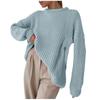 Fashion Women's Solid Color Long Sleeve Loose Round Neck Knitted Sweater Top