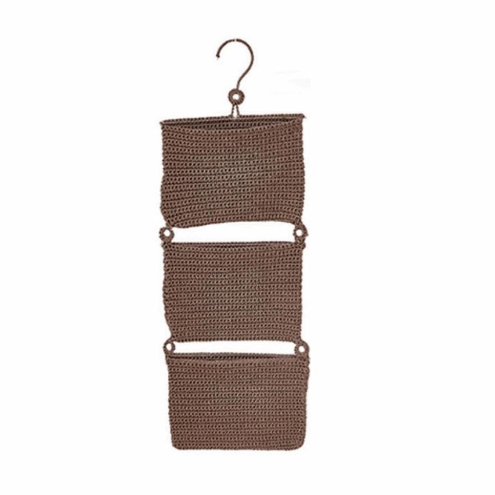 Folding Wall Mounted Storage Basket Washable Sundry Storage Bag Three Layers Hanging Bag  Magazines