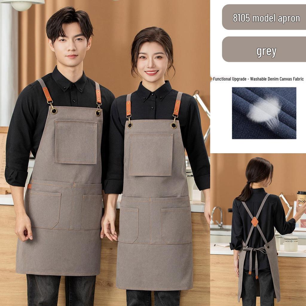 Premium Waterproof Canvas Apron for Catering, Baristas, Baking, Milk Tea Shops - Custom Logo Workwear