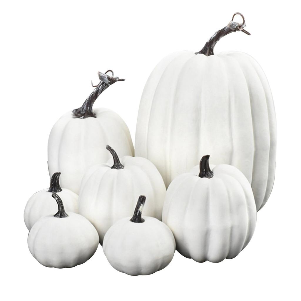 Artificial Assorted Pumpkins Fake Artificial Maple Leaves Halloween 7pcs