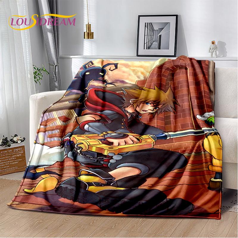 Cartoon Kingdom Hearts Games 3D Soft Flannel Blanket for Beds Bedroom Sofa Picnic,Throw Blanket for Cover Outdoors Leisure Gift
