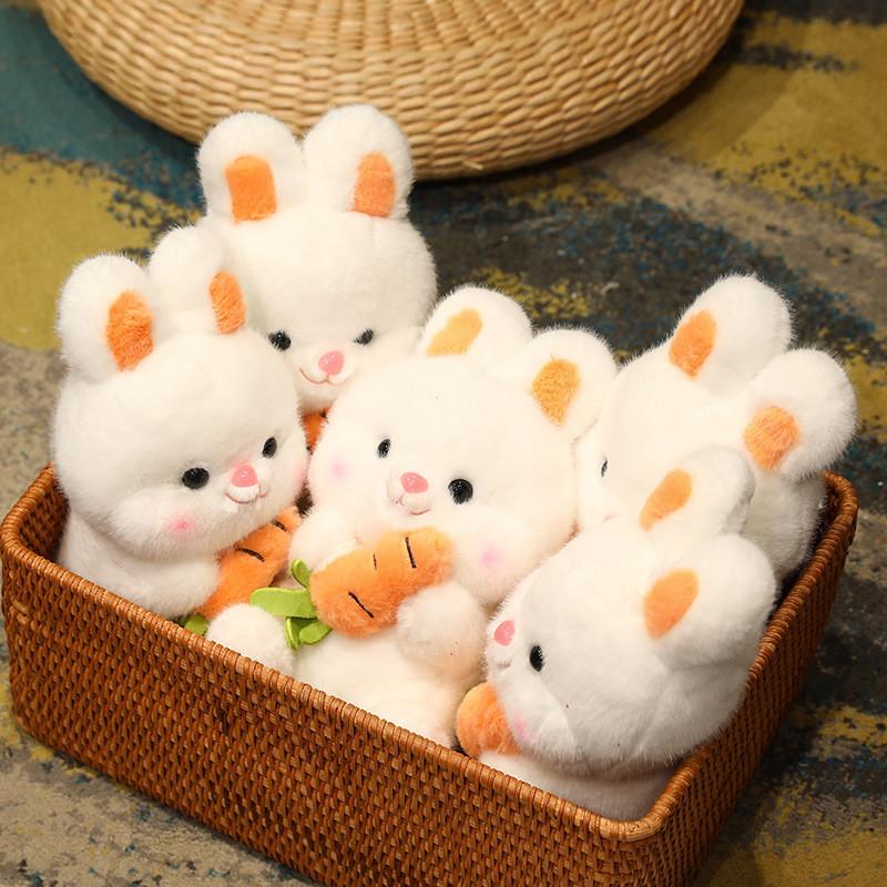 Plush Endearing Short Bunny With Carrot Kids Perfect Birthday Gift Celebrations