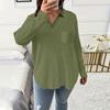 Women's Fashion Casual V-Neck Long Sleeve T-Shirt Solid Color Pullover Top