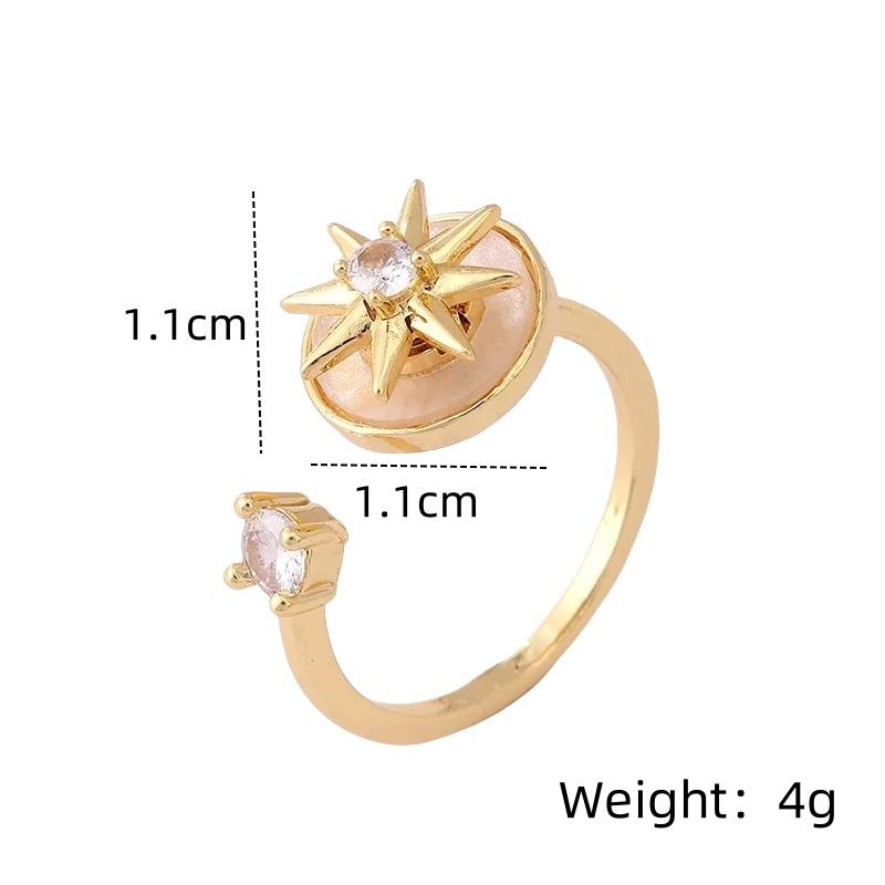 1pcs new fashion rotating zircon flower opening adjustable ring luxury niche decompression high-end design sense accessories