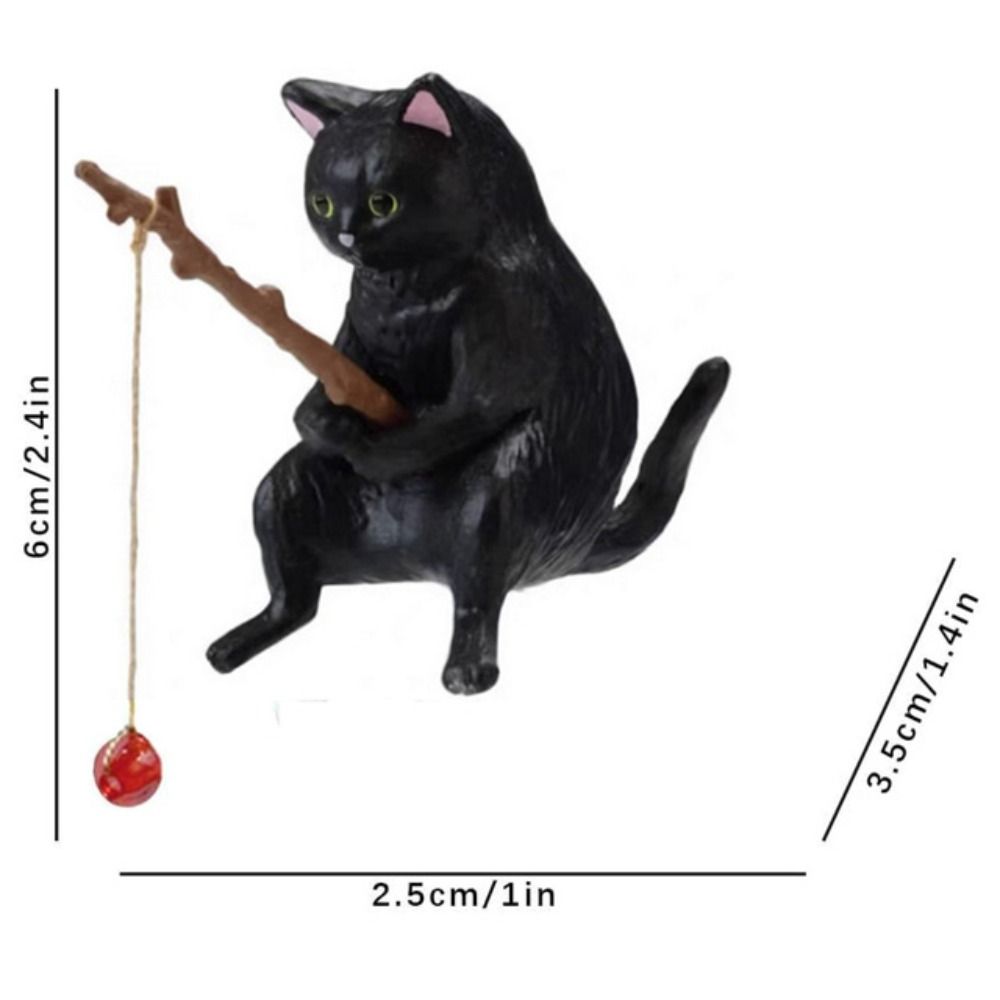 Cute Cat Fishing Fish Tank Ornaments Creative Mini Kitten Fishing Ornament Aquarium Tanks Miniature Figurines Decoration