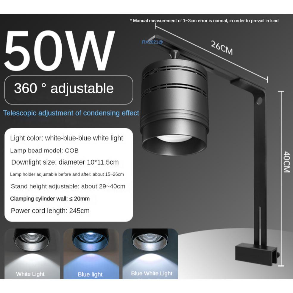 30W/50W Aquarium LED Lamp Fish Tank Aquatic Plant Light Brightening Promote Growth Full Spectrum WRGB Output Moss Downlight