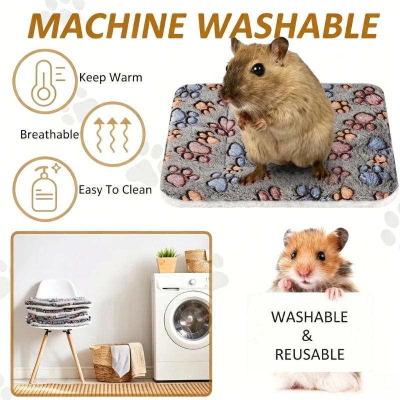 4pcs Small Pet Mattress Reversible Double Sided Rabbit Thickened Washable Cage Mat Suitable for Guinea Rabbits Hamsters