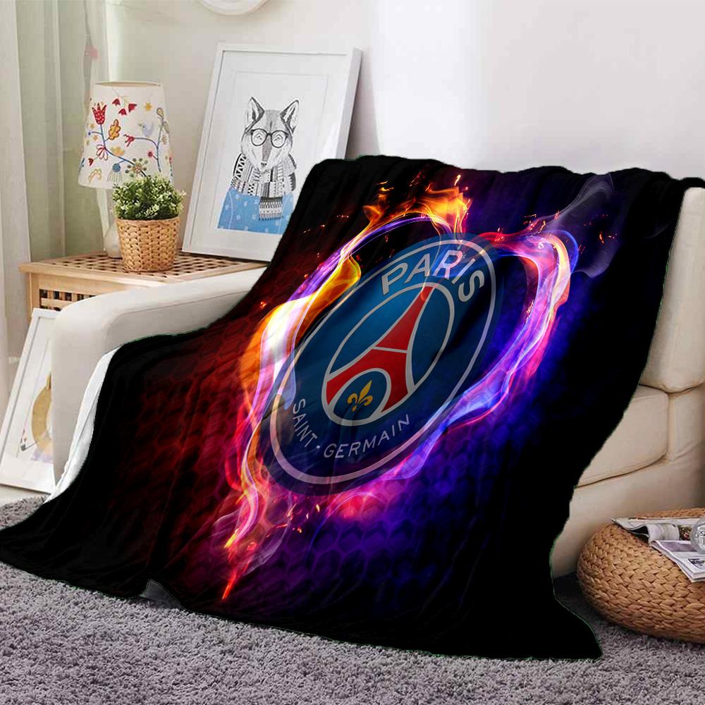 Paris Football Club Flannel Blanket, Soft Polyester, Modern Design, All-Season for Camping, Travel, Gifts for holidays or birthdays