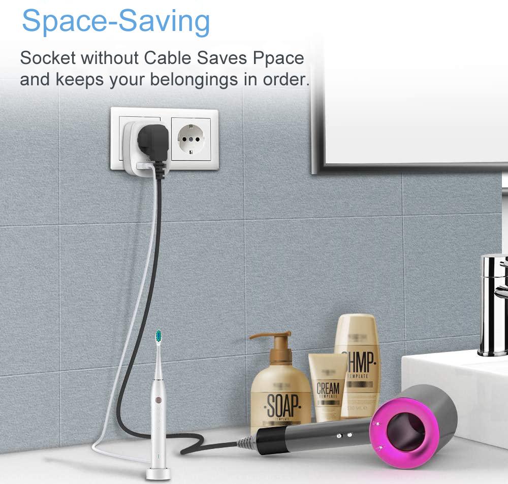 Tessan Удлинитель с вилкой европейского стандарта, розетками переменного тока 1/4 и USB-портами для зарядки, адаптером для нескольких настенных розеток для домашнего офиса