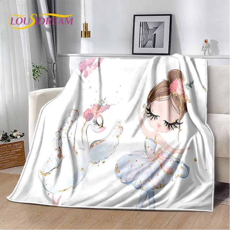 Cute Ballet Girl Ballerina Unicorn Cartoon Soft Plush Blanket,Flannel Blanket Throw Blanket for Living Room Bedroom Sofa Picnic