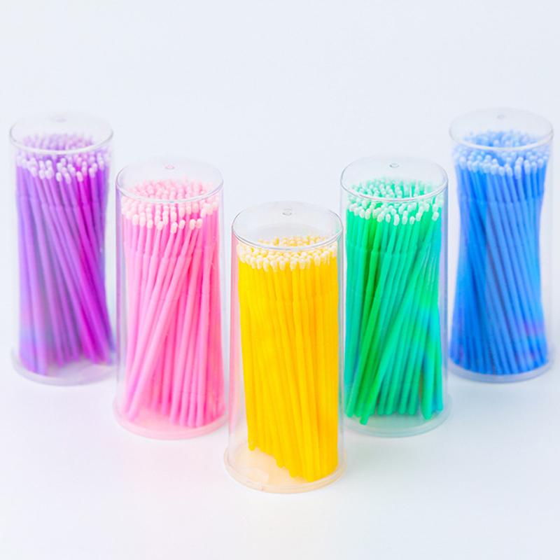 100 шт. Щеточка для чистки ресниц, микроватные палочки для наращивания ресниц, отдельные микрощеточки для ресниц, инструменты для снятия макияжа