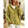 Womens Oversized Knit Cardigan Sweater With Button Front Hooded Loose Fit Winter