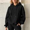 Женская толстовка, повседневная модная толстовка с длинными рукавами и капюшоном, однотонная