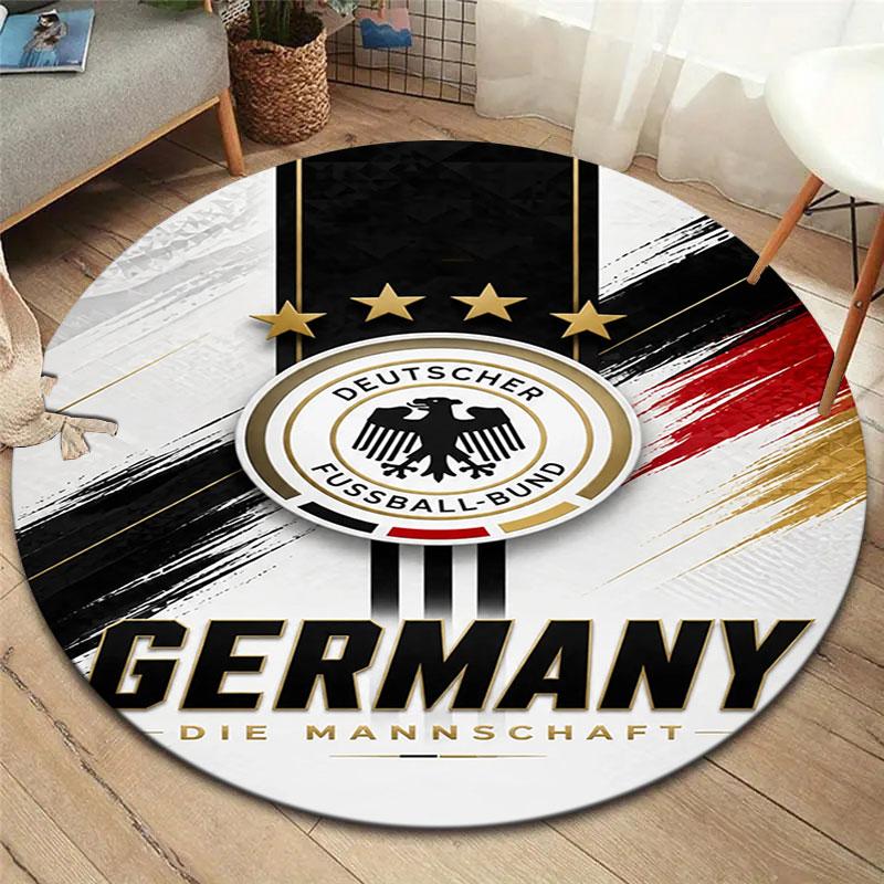 Germany National Football Team Round Area Rug,Carpet Rug for Living Room Bedroom Sofa Playroom Decor,Non-slip Floor Mat