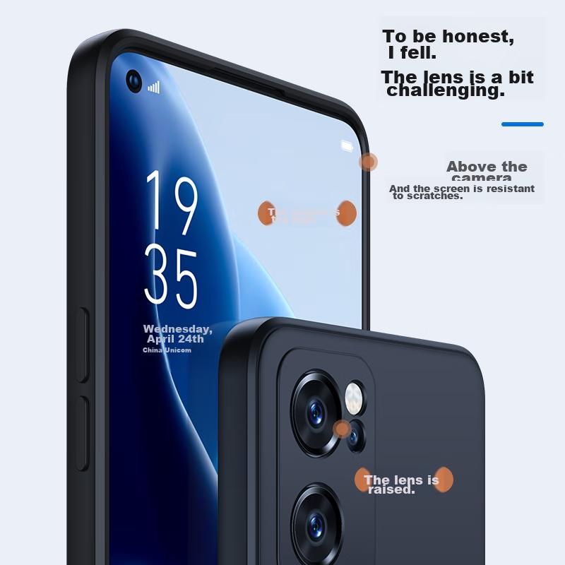 BIAZE Liquid Silicone Case for OPPO Reno7, Full Protection Shockproof Ultra-Thin Flocked Lining Heat Dissipation Liquid Frosted Soft JK110 Black