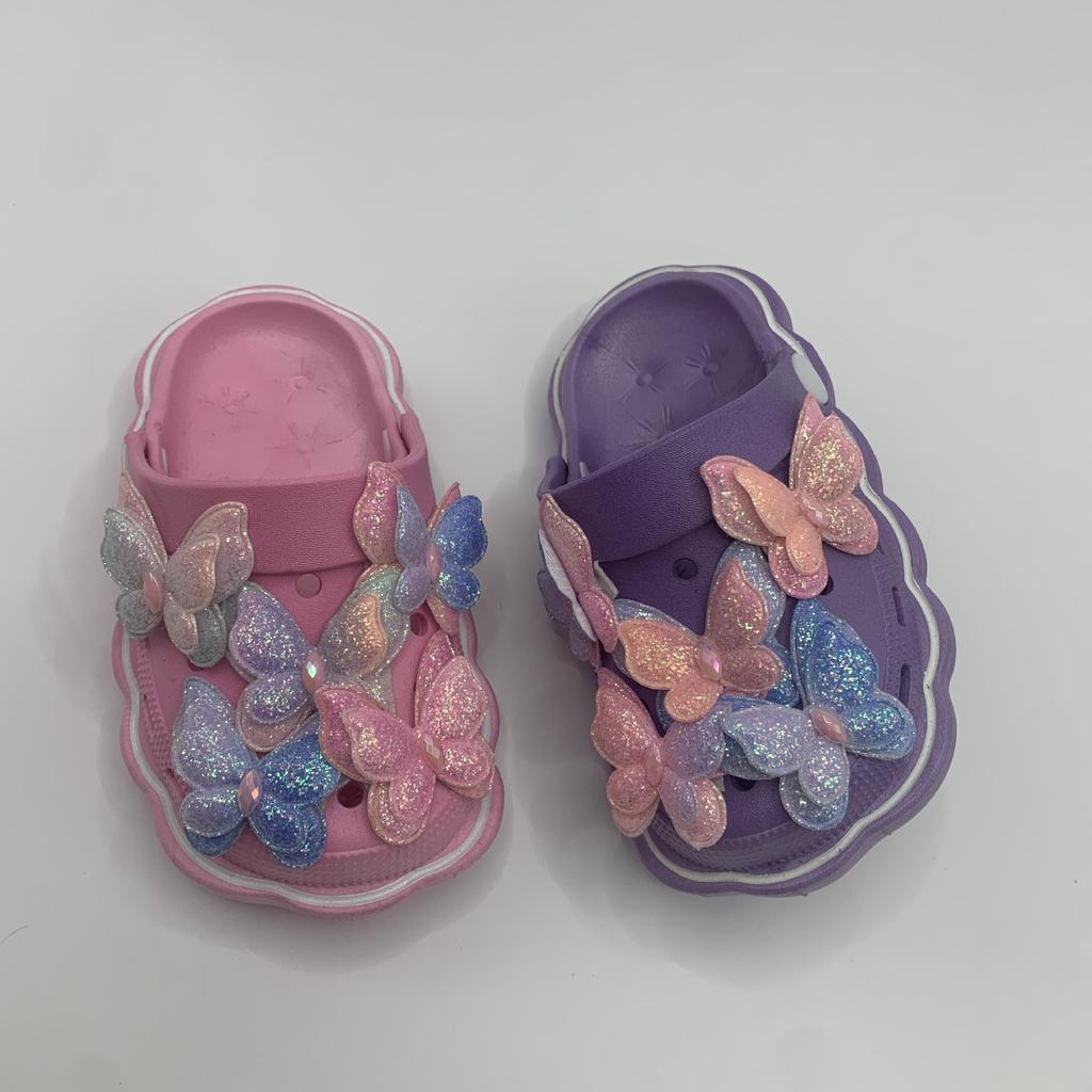 Бытовая детская обувь с отверстиями для девочек, летняя новая детская обувь с милой мультяшной бабочкой, сумка, голова, классные тапочки