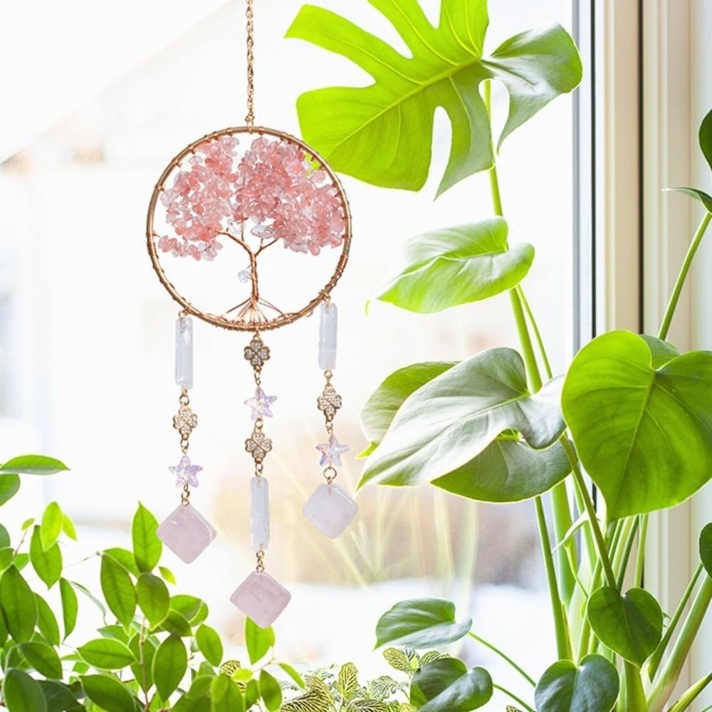 Crystal Stone Dream Catcher Boho Rainbow Dreamcatcher Lucky Crystal Suncatcher  Window Decor