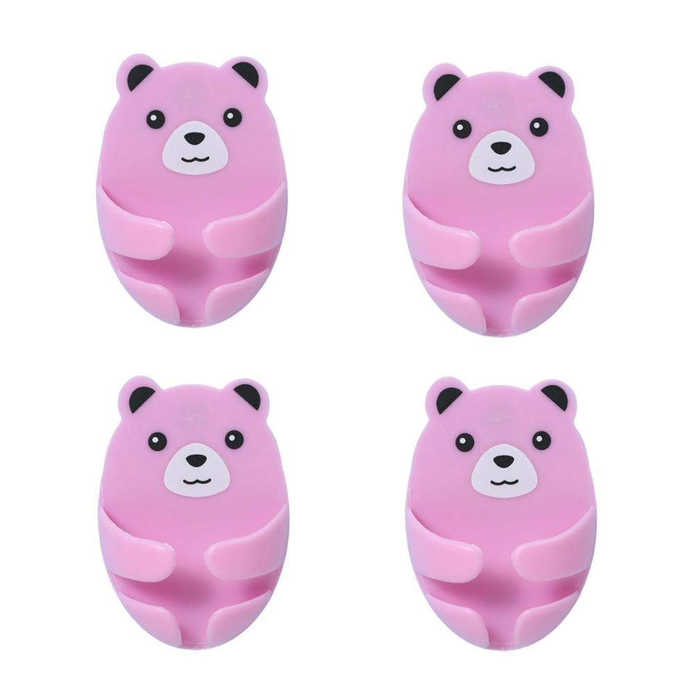 4Pcs Wall Storage Hook Bear Plug Bracket Punch-free Power Plug Socket Holder Kitchen Stealth Hook Wall Adhesive Hanger Bathroom