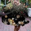 Повседневное платье для девочек с желтым принтом снежинок и круглым вырезом, длинными рукавами, детское платье принцессы