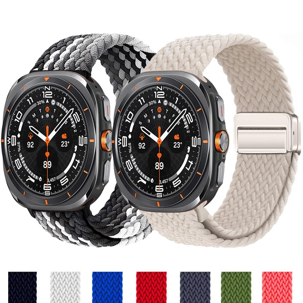 Плетеный ремешок-петля для Samsung Galaxy Watch 7 Ultra Ремешок 47 мм Аксессуары Магнитный нейлоновый браслет Correa Galaxy Watch Ultra Ремешок 47 мм
