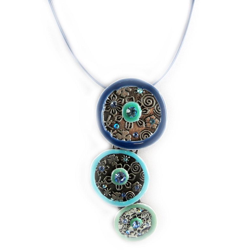 Les Trésors De Lily [E0672] — Синее дизайнерское колье «Гейша»