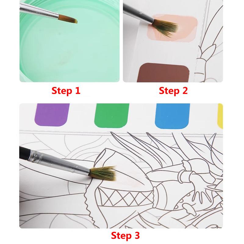 Детские раскраски Искусство Начинающие Акварельная живопись с пигментом Детский сад Поделки Сделай сам Книжка для рисования 12 страниц