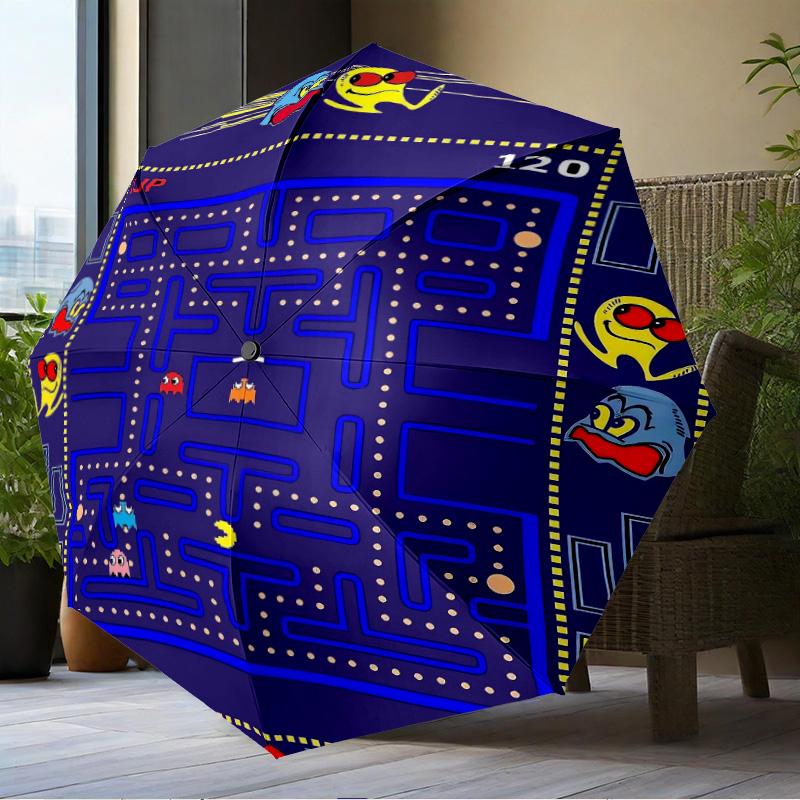 Pac game Adventure Umbrella Folding umbrella, automatic umbrella 8-Frame for Travel, camping Use Gift for Halloween Christmas