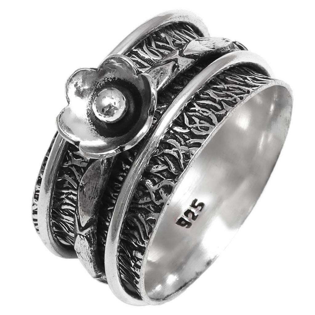 Silver Spinner Ring For Women Four Spinner Ring Fidget Silver Jewelry Ring"10"