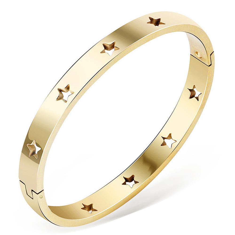 Hollow Star Bracelets & Bangles for Women Fashion Stainless Steel Sweet Romantic Bracelet Rose Gold Color Jewelry Gift