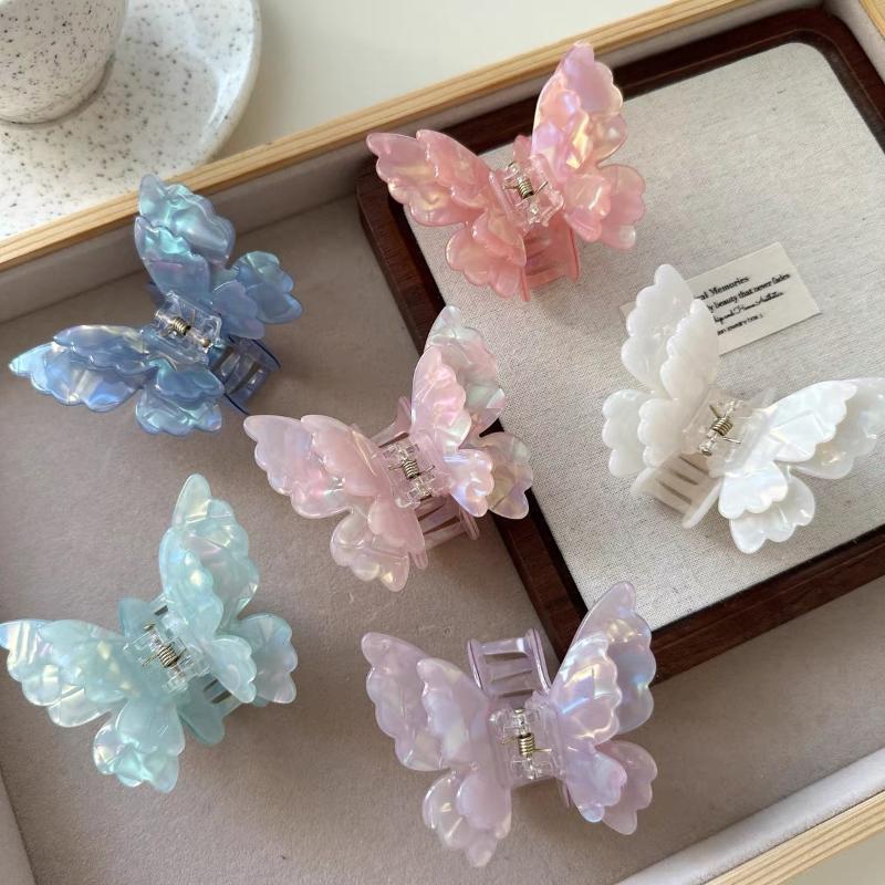 Сказочные красочные бабочки, заколки для волос, сладкие ацетатные заколки-крабы, заколки для волос, головные уборы для женщин и девочек, французские аксессуары для волос
