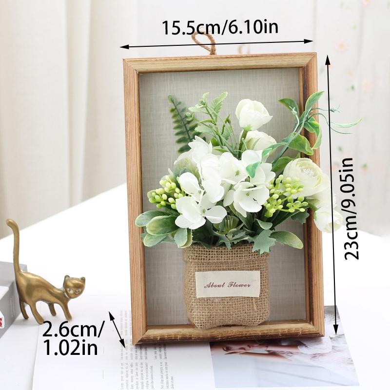 Wood Photo Frame Imitation Flowers Decoration 3D Handmade Artificial Flower Wall Hanging