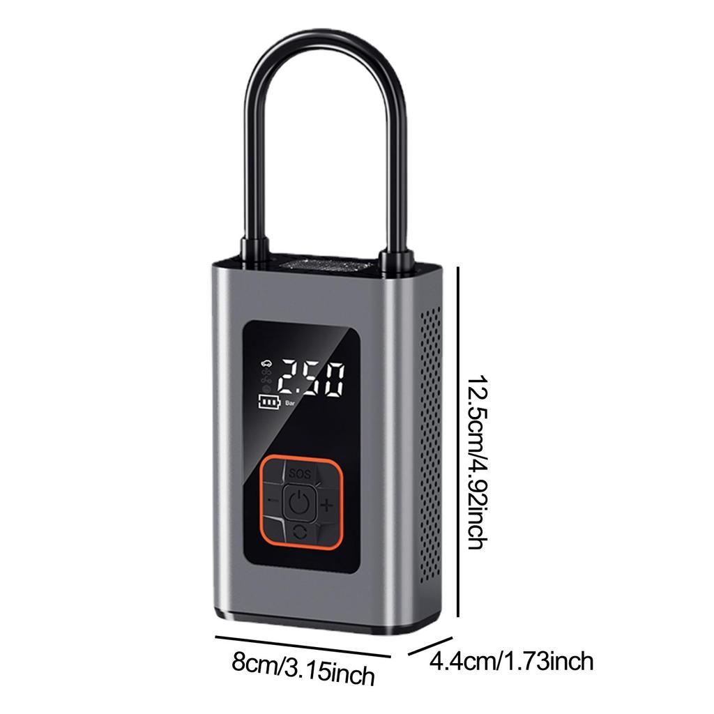 Portable Air Compressor With 4000mAh Battery LED Light Auto Off & Digital Pressure Gauge Electric Bicycle Pump