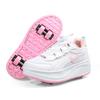 Children's Four-wheel Runaway Shoes for Boys and Girls Universal Wheeled Shoes Shrinkable Double-row Skates Casual Sneakers