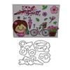 Little Girl Flower Bicycle Frame Metal Silvery Stencil Embossing Cutting Dies For Diy Scrapbooking Paper Album Cards Making