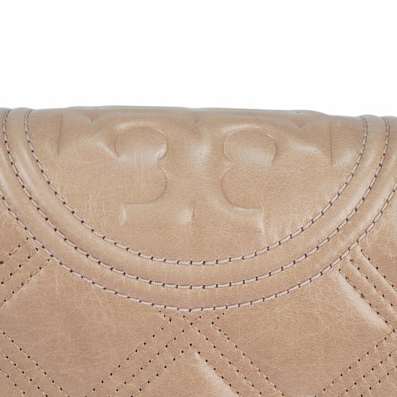 Tory Burch Fleming Diamond Quilted Design Soft Leather Two-Way Shoulder Bag Women Shoulder Bag Almond 77136-238