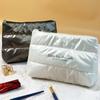 Portable Shiny Fluffy Makeup Bag Large Capacity Zipper Pouch Cosmetic Bag Quilted Puffer Toiletries Skincare Storage Bag Travel