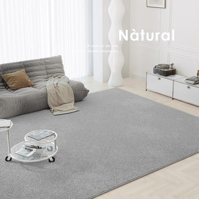 Japanese Minimalist Solid Plush Rug Thickened Soft Large Area Carpet for Living Room and Bedroom Decoration