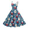 Women's Fashion Christmas  Printed Sexy Strapless Gothic Cocktail Dress Punk, Vintage Dress.
