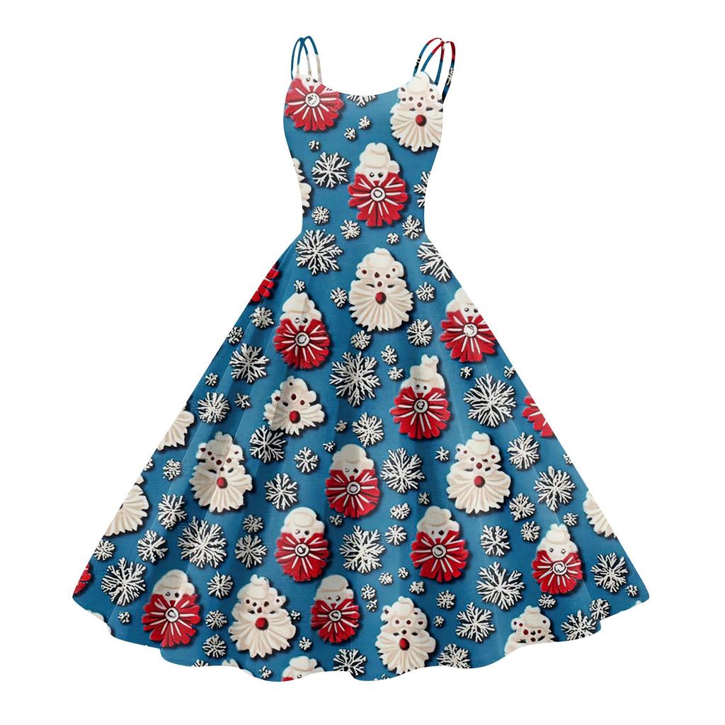 Women's Fashion Christmas  Printed Sexy Strapless Gothic Cocktail Dress Punk, Vintage Dress.
