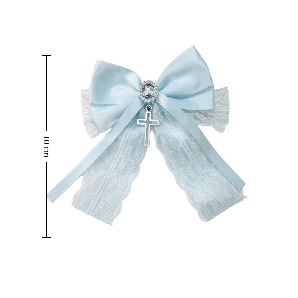 Cute Bow Cross Pendant Gothic Hair Clip Exquisite Lace Design Y2K Hair Clip Girl's Accessories