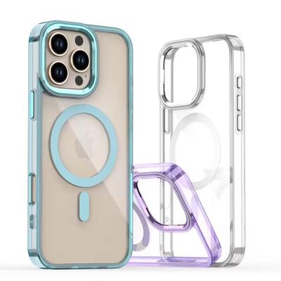 Мощный магнитный чехол Magsafe Ring Metal Lens Buttons Clear Case для iPhone 16 Pro Max 15 Pro Max 14 Pro 13 12 11 Protect Cover