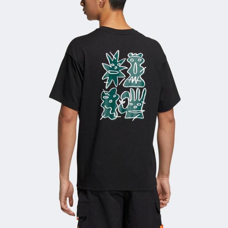 adidas Originals × Кентаро Окавара Черная унисекс оверсайз футболка с коротким рукавом HR6455