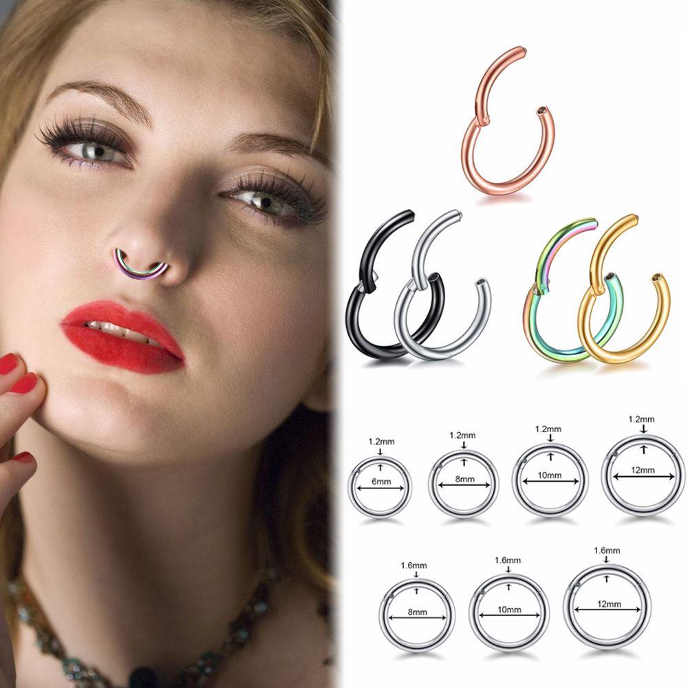 1Pc Fashion Jewelry Titanium Steel Open Nose Hoop Piercing Septum Ear Helix Tragus Lip Ring