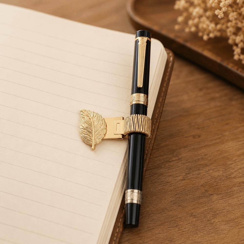 Metal Pen Clip Vintage Leaf Pen Loop Portable Pen Keeper  School Office