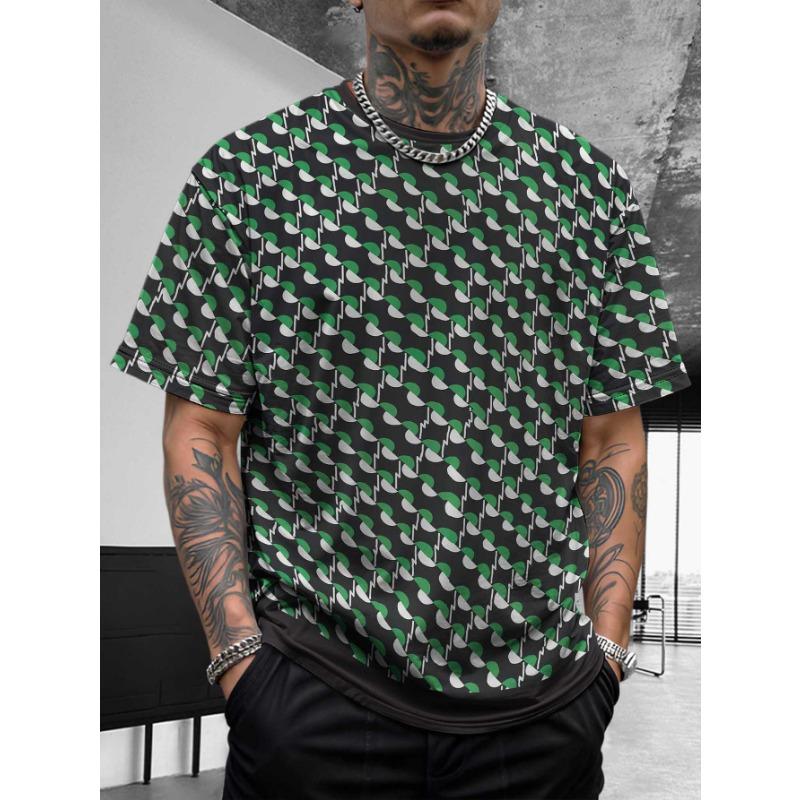 Bohemian Bandana Patterned Short - Sleeve Tops Summer Round Neck 3D Print Fashionable Casual Men's T-shirts