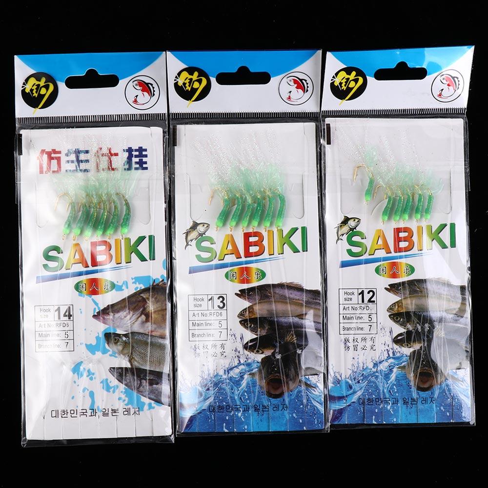 Перьевые приманки рыболовные крючки зеленая резина Sabiki приманка рыболовные снасти Sabiki Rigs соленая вода