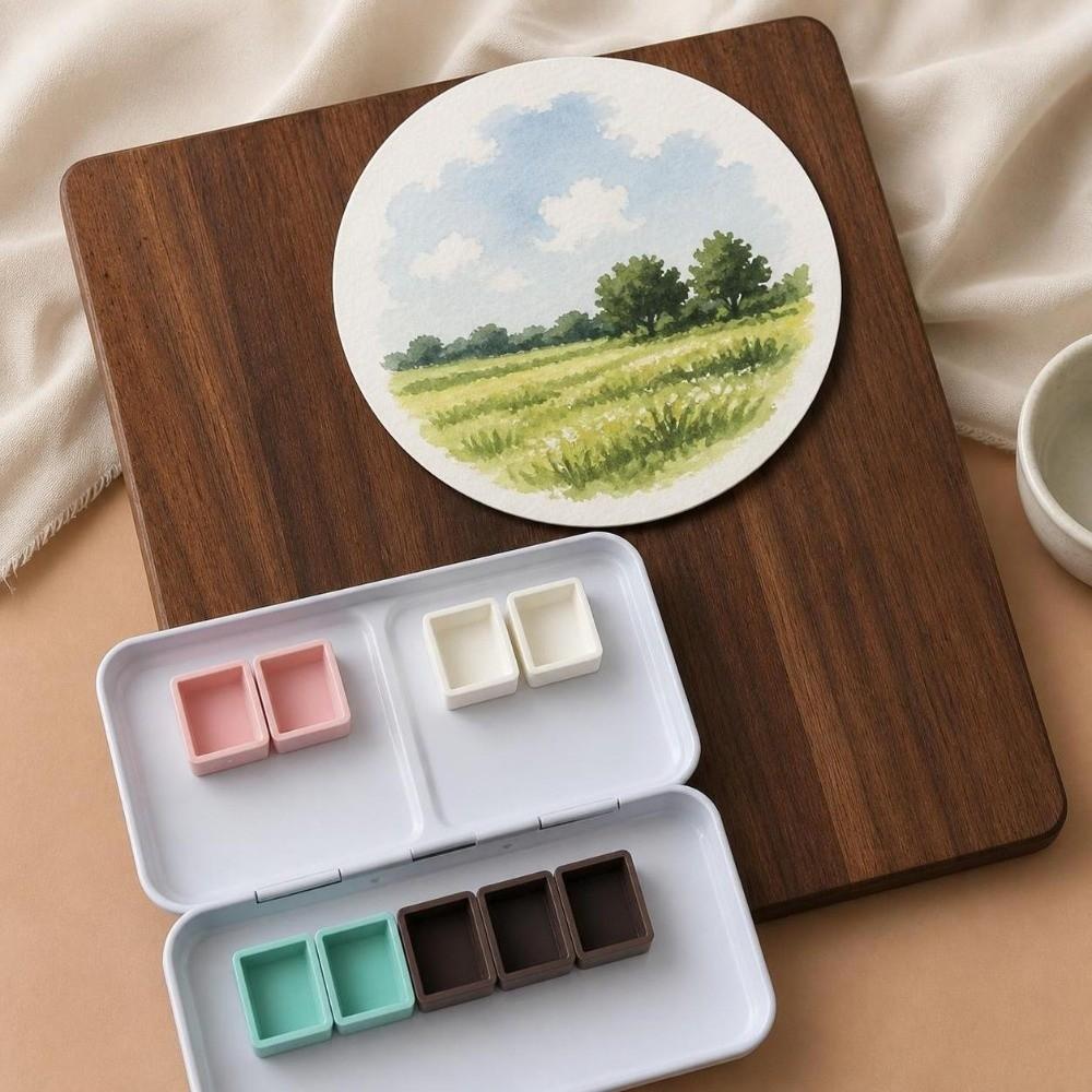 24 Pcs Empty Half Pans Magnetic Paint Pans Portable Empty Watercolor Pans Pan Palette Travel